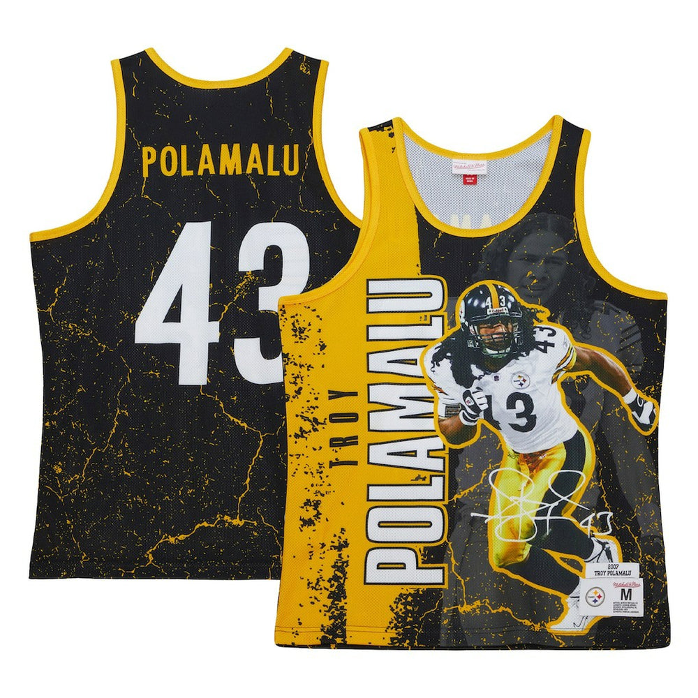 Troy Polamalu Pittsburgh Steelers 2007 Player Burst Tank Top Black - Mitchell & Ness