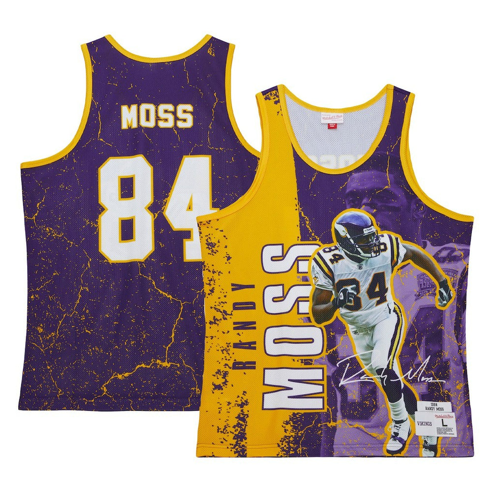 Randy Moss Minnesota Vikings 1998 Player Burst Tank Top Purple - Mitchell & Ness