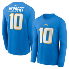 Justin Herbert Los Angeles Chargers Player Name & Number Long Sleeve T-Shirt Powder Blue - Nike