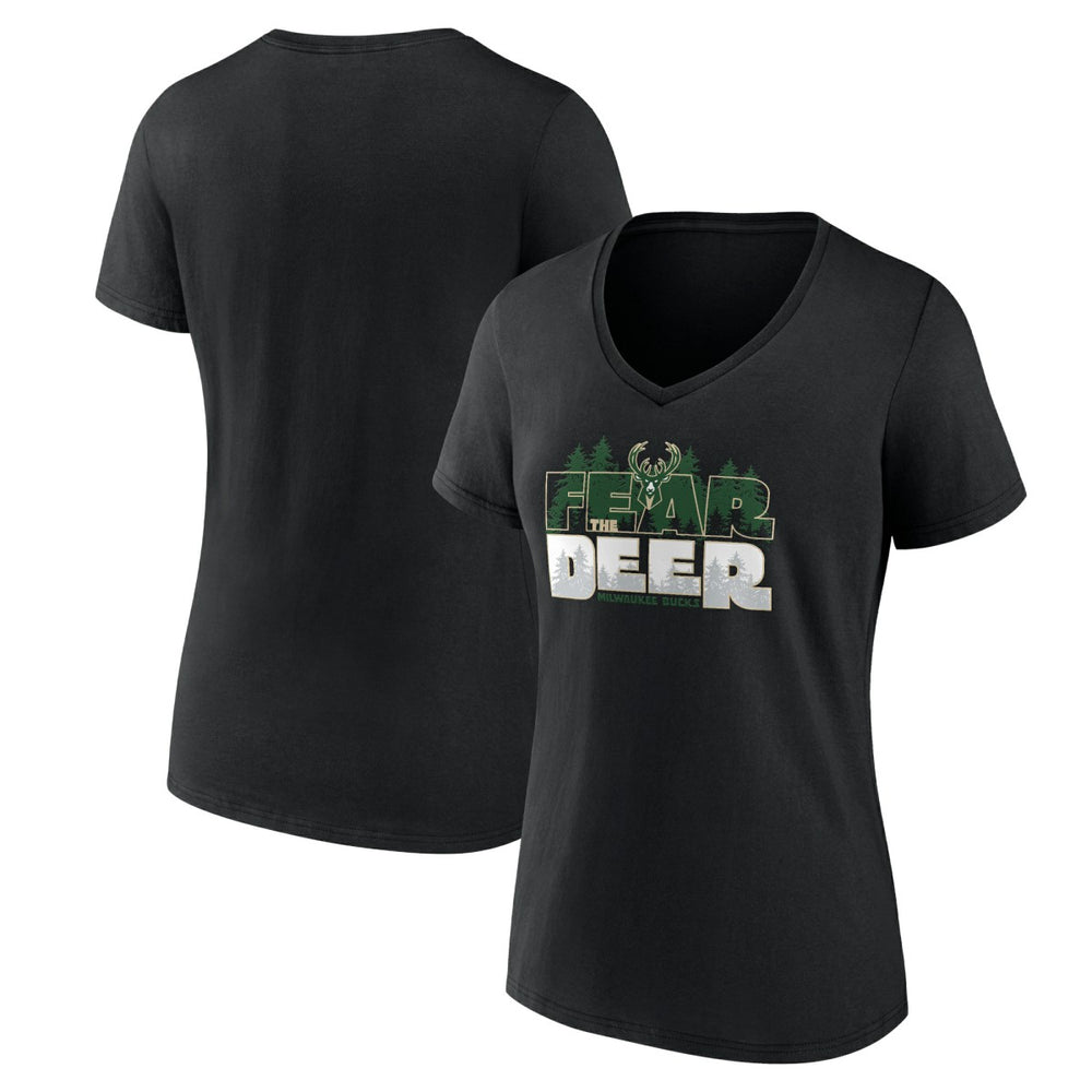 NBA - Women's Black Milwaukee Bucks Core Hometown V-Neck T-Shirt