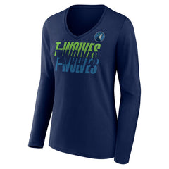 NBA - Minnesota Timberwolves Women's Tumble V-Neck Long Sleeve T-Shirt - Navy