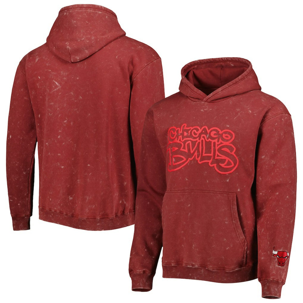 NBA - Chicago Bulls The Wild Collective Unisex Tonal Acid Wash Pullover Hoodie - Red