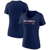 Columbus Blue Jackets - Women's Primary Play V-Neck T-Shirt Navy