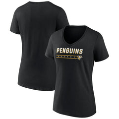 Pittsburgh Penguins Women's Primary Play V-Neck T-Shirt Black