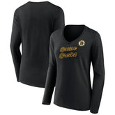 Boston Bruins Women's Forge Long Sleeve V-Neck T-Shirt Black