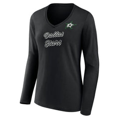 Dallas Stars - Women's Forge Long Sleeve V-Neck T-Shirt Black