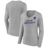 Toronto Maple Leafs - Women's Forge Long Sleeve V-Neck T-Shirt Heathered Gray
