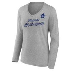 Toronto Maple Leafs - Women's Forge Long Sleeve V-Neck T-Shirt Heathered Gray