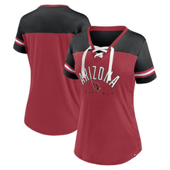 Arizona Cardinals Women's Blitz & Glam Lace-Up V-Neck Jersey T-Shirt Cardinal/Black - Fanatics