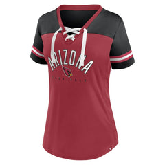 Arizona Cardinals Women's Blitz & Glam Lace-Up V-Neck Jersey T-Shirt Cardinal/Black - Fanatics