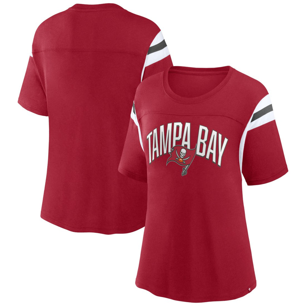 Tampa Bay Buccaneers Women's Earned Stripes T-Shirt Red - Fanatics