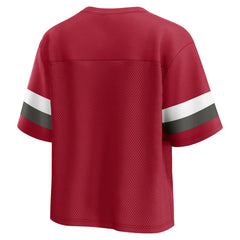 Tampa Bay Buccaneers Women's Established Jersey Cropped V-Neck T-Shirt Red - Fanatics