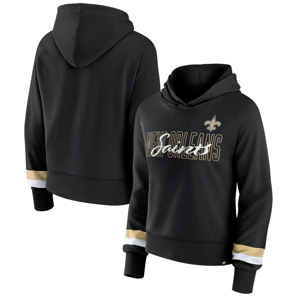 New Orleans Saints Women's Over Under Pullover Hoodie Black - Fanatics