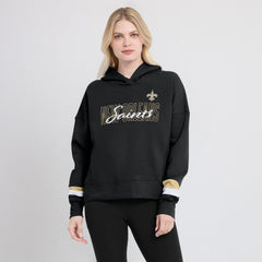 New Orleans Saints Women's Over Under Pullover Hoodie Black - Fanatics
