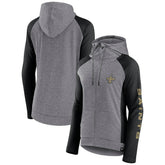 New Orleans Saints Women's Blind Side Lightweight Full-Zip Hoodie Heather Gray/College Black - Fanatics