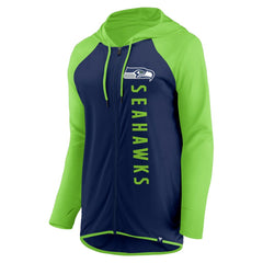 Seattle Seahawks Women's Forever Fan Full-Zip Hoodie College Navy/Neon Green - Fanatics