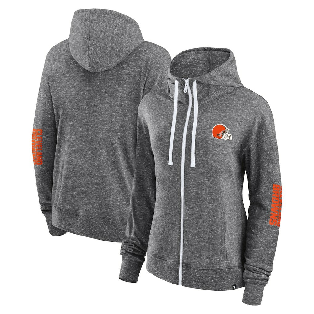 Cleveland Browns Women's Opening Coin Flip Lightweight Full-Zip Hoodie Heather Charcoal - Fanatics