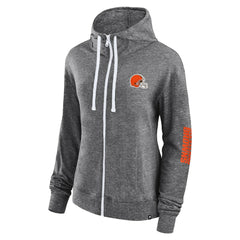 Cleveland Browns Women's Opening Coin Flip Lightweight Full-Zip Hoodie Heather Charcoal - Fanatics