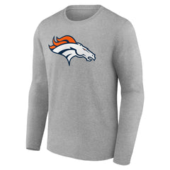 Denver Broncos Primary Team Logo Long Sleeve T-Shirt Heather Gray - NFL