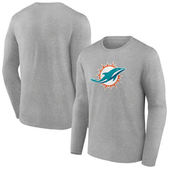 Miami Dolphins Primary Team Logo Long Sleeve T-Shirt Heather Gray - NFL
