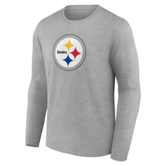 Pittsburgh Steelers Primary Team Logo Long Sleeve T-Shirt Heather Gray - NFL