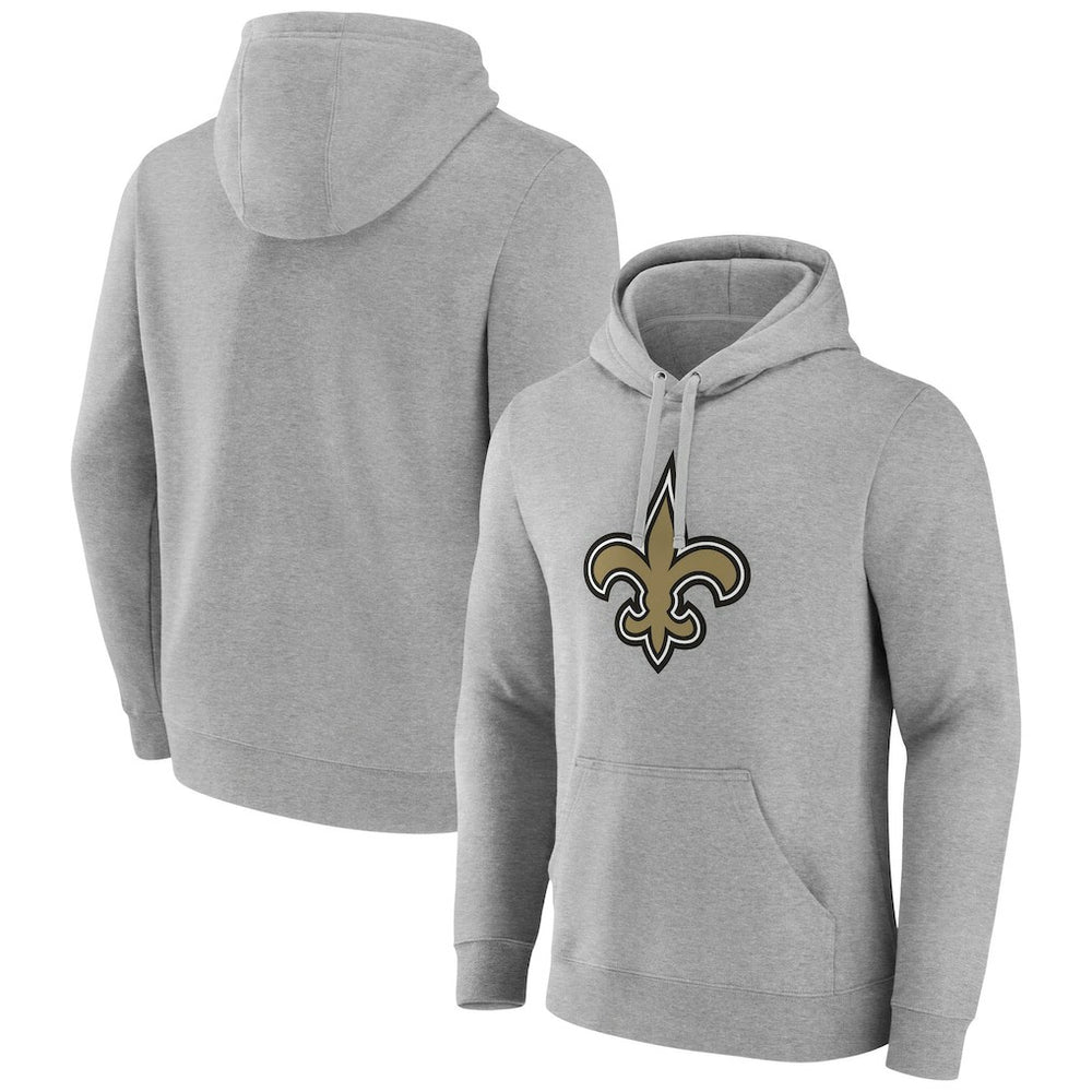 New Orleans Saints Primary Team Logo Fitted Pullover Hoodie Heather Gray - NFL