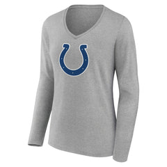 Indianapolis Colts Women's Primary Team Logo Long Sleeve V-Neck T-Shirt Heather Gray - NFL