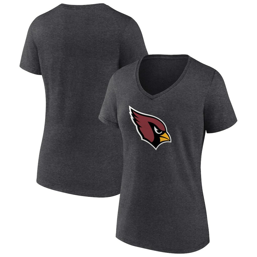 Arizona Cardinals Women's Primary Logo V-Neck T-Shirt Charcoal - NFL