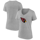 Arizona Cardinals Women's Primary Logo V-Neck T-Shirt Heather Gray - NFL