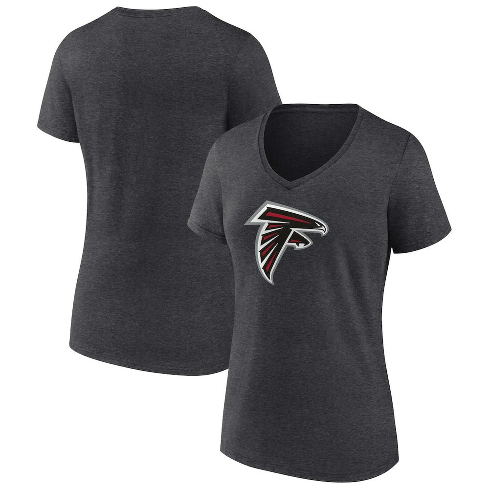 Atlanta Falcons Women's Primary Team Logo V-Neck T-Shirt Charcoal - NFL