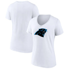 Carolina Panthers Women's Primary Team Logo V-Neck T-Shirt White - NFL