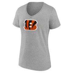Cincinnati Bengals Women's Primary Team Logo V-Neck T-Shirt Heather Gray - NFL