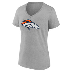 Denver Broncos Women's Primary Team Logo V-Neck T-Shirt Heather Gray - NFL