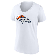 Denver Broncos Women's Primary Team Logo V-Neck T-Shirt White - NFL