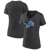 Detroit Lions Women's Primary Team Logo V-Neck T-Shirt Charcoal - NFL