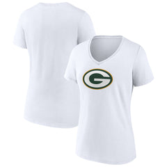 Green Bay Packers Women's Primary Team Logo V-Neck T-Shirt White - NFL
