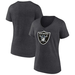 Las Vegas Raiders Women's Primary Team Logo V-Neck T-Shirt Charcoal - NFL