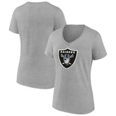 Las Vegas Raiders Women's Primary Team Logo V-Neck T-Shirt Heather Gray - NFL
