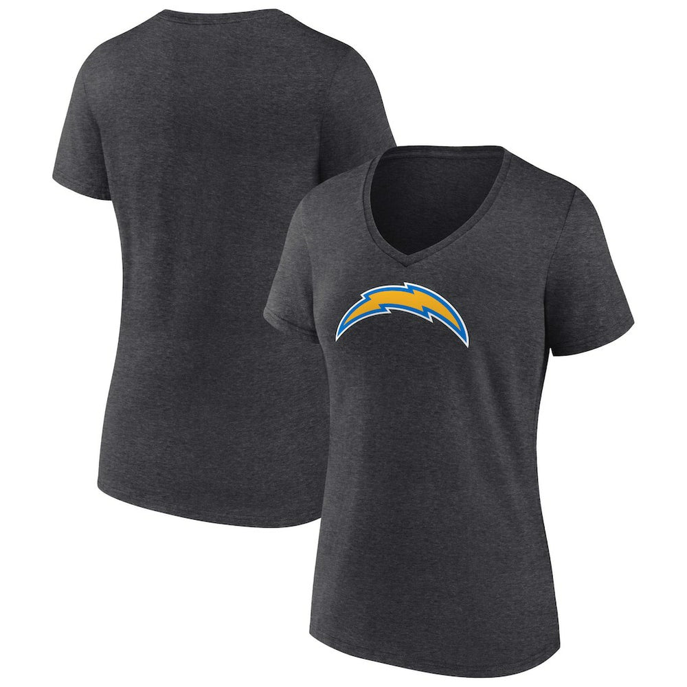 Los Angeles Chargers Women's Primary Team Logo V-Neck T-Shirt Charcoal - NFL