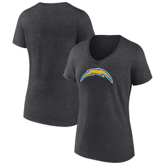 Los Angeles Chargers Women's Primary Team Logo V-Neck T-Shirt Charcoal - NFL