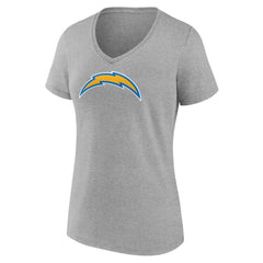 Los Angeles Chargers Women's Primary Team Logo V-Neck T-Shirt Heather Gray - NFL