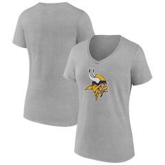 Minnesota Vikings Women's Primary Team Logo V-Neck T-Shirt Heather Gray - NFL