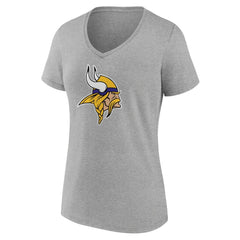Minnesota Vikings Women's Primary Team Logo V-Neck T-Shirt Heather Gray - NFL