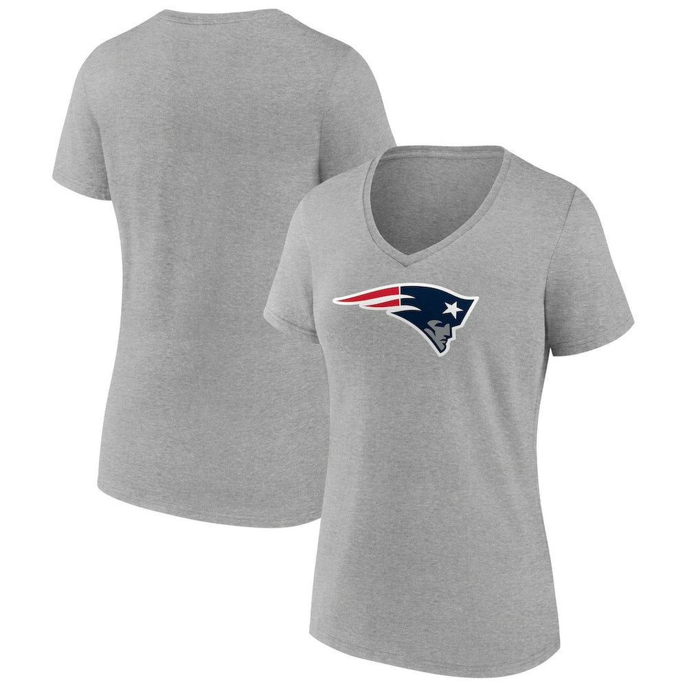 New England Patriots Women's Primary Team Logo V-Neck T-Shirt Heather Gray - NFL