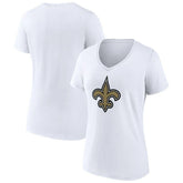 New Orleans Saints Women's Primary Team Logo V-Neck T-Shirt White - NFL