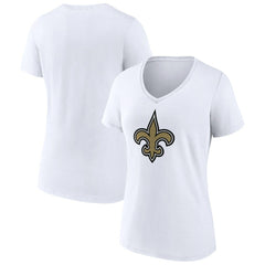 New Orleans Saints Women's Primary Team Logo V-Neck T-Shirt White - NFL