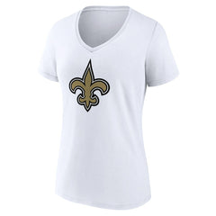 New Orleans Saints Women's Primary Team Logo V-Neck T-Shirt White - NFL