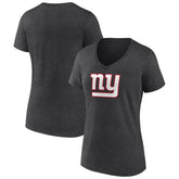 New York Giants Women's Primary Team Logo V-Neck T-Shirt Charcoal - NFL