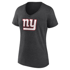 New York Giants Women's Primary Team Logo V-Neck T-Shirt Charcoal - NFL
