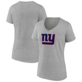 New York Giants Women's Primary Team Logo V-Neck T-Shirt Heather Gray - NFL